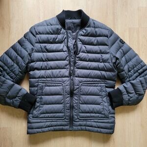 Orobos Duck Down Warm Puffer Bomber Jacket  Dark Gray Full Zip Pockets Size S